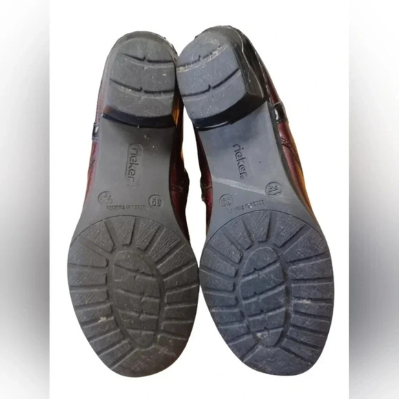 Rieker Red And  Black Zip Up Ankle Boots Size 39 - Picture 9 of 10